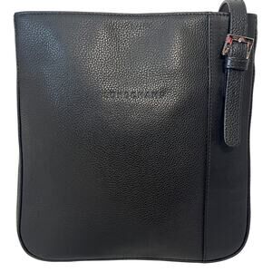 Authentic Longchamp Le Foulonne Leather Top Zip Closure Black Crossbody Bag